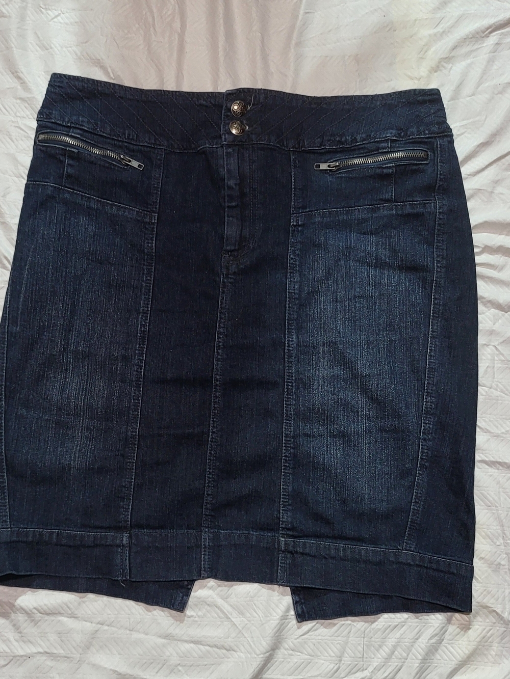 Lane Bryant Dark Blue Denim Pencil Skirt with Zip Pockets